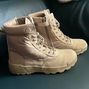 High-Top Hiking Outdoor Training Non-Slip Breathable Khaki Boots- Size 10